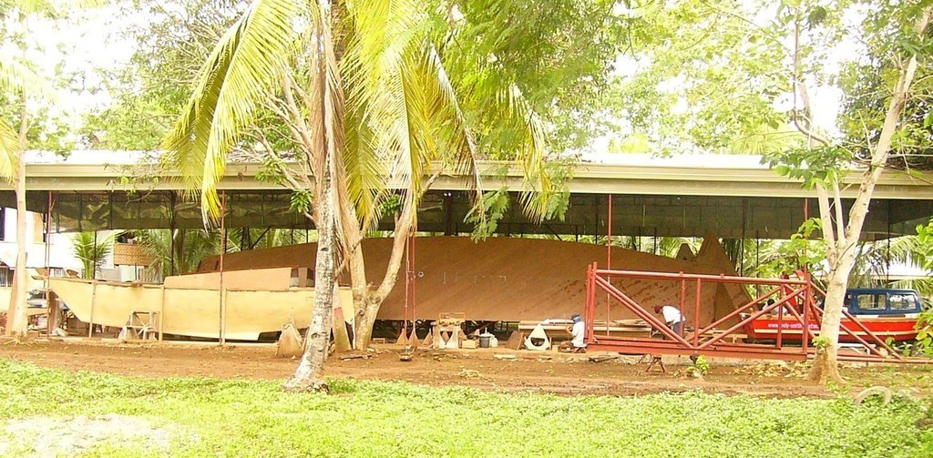 Andy Smith’s yard with Islander 65 under construction &copy; OceansWatch www.oceanswatch.org